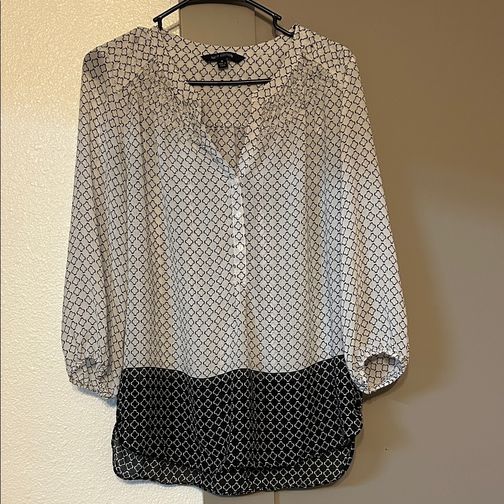 Max Edition Black and White Geometric Blouse